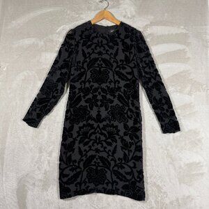 Linda Allard Ellen Tracy Dress Womens 6 Black Burnout Velvet Sheer Layered